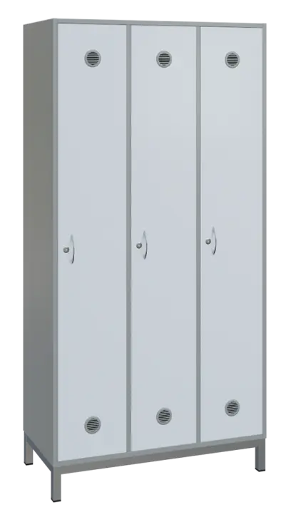 SSLN - 180 - 90 šatní skříň 3-dvéřová, 1800x900x400 mm, kovové nohy, korpus šedý, dvířka bílá